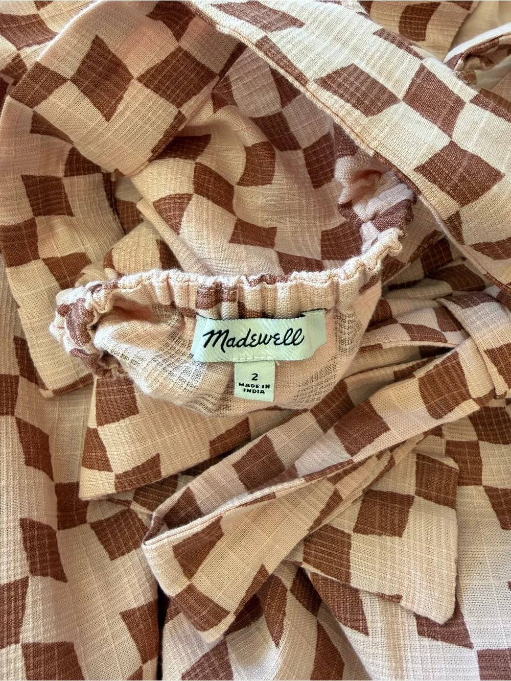 Madewell Pink and Brown Checked Tiered Dress - Picture 5 of 5